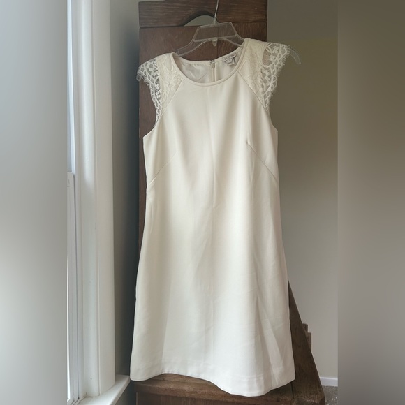 J. Crew Dresses & Skirts - J. Crew Ivory Lace Cap Sleeve Sheath Dress with Pockets Size 2